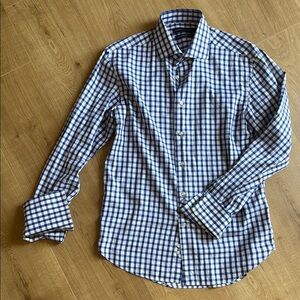 Rhodes & Beckett Blue and White Checkered Men's Shirt with French Cuffs